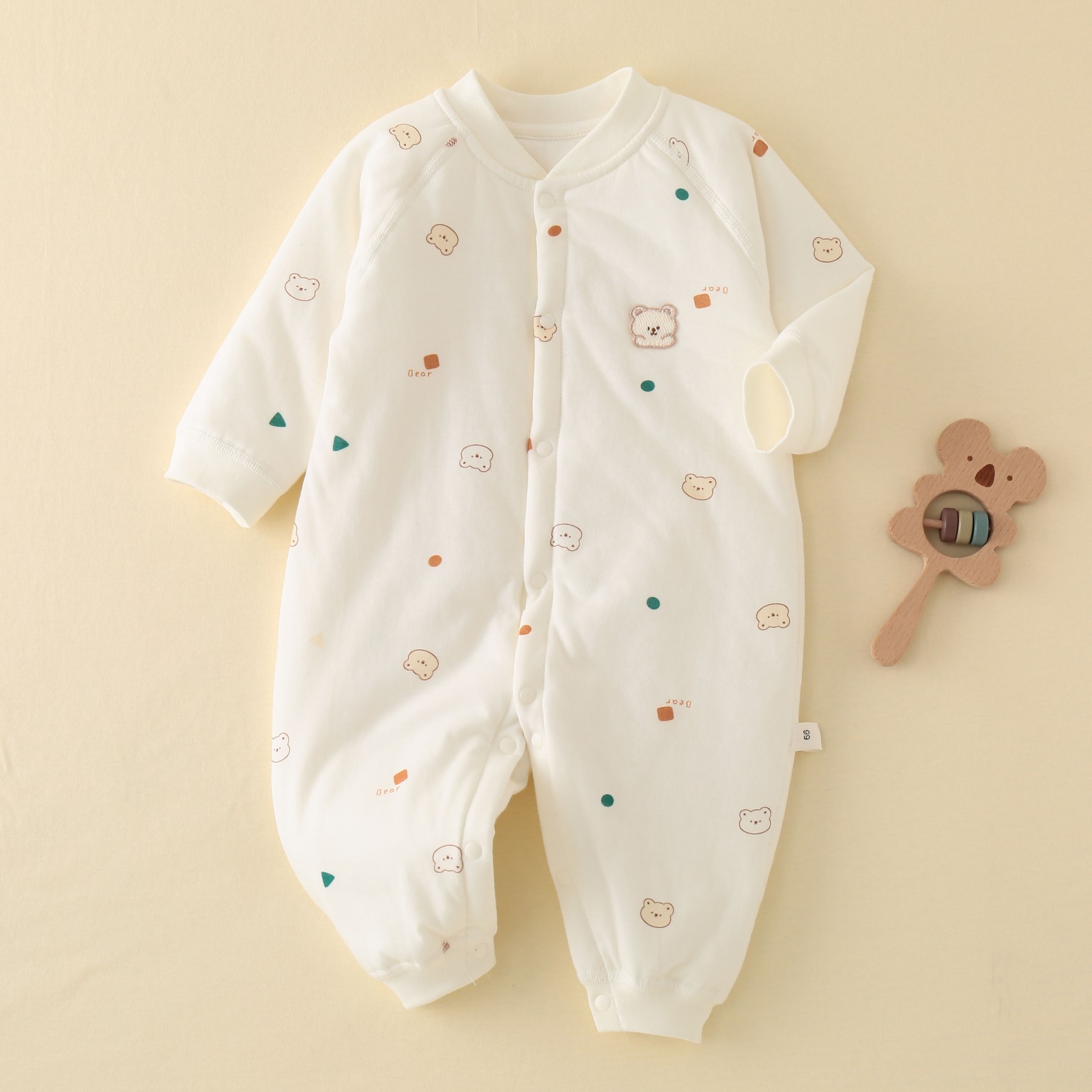 秋冬婴儿夹棉连体40g薄棉服婴幼儿哈衣爬服加厚0-12月宝宝新生儿