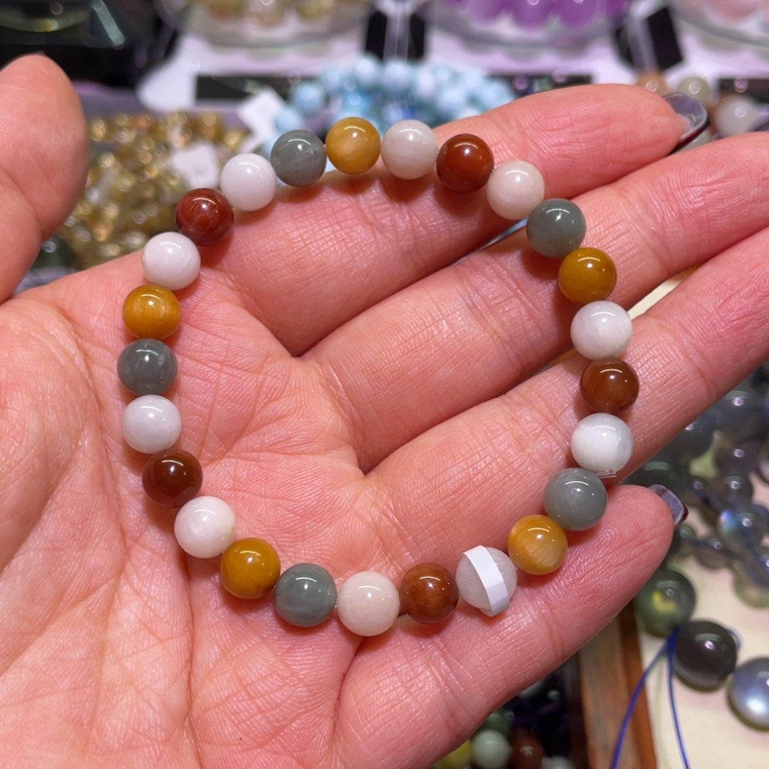 水晶手链未镶嵌7.8mm彩兔毛