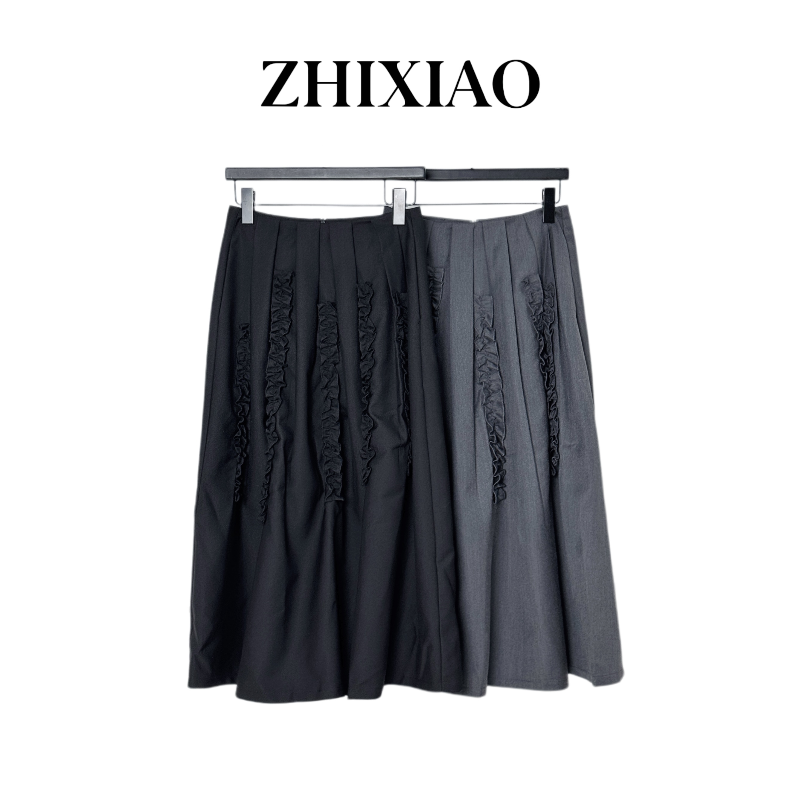 【ZHIXIAO】夏季新款：抽褶花边半裙2537