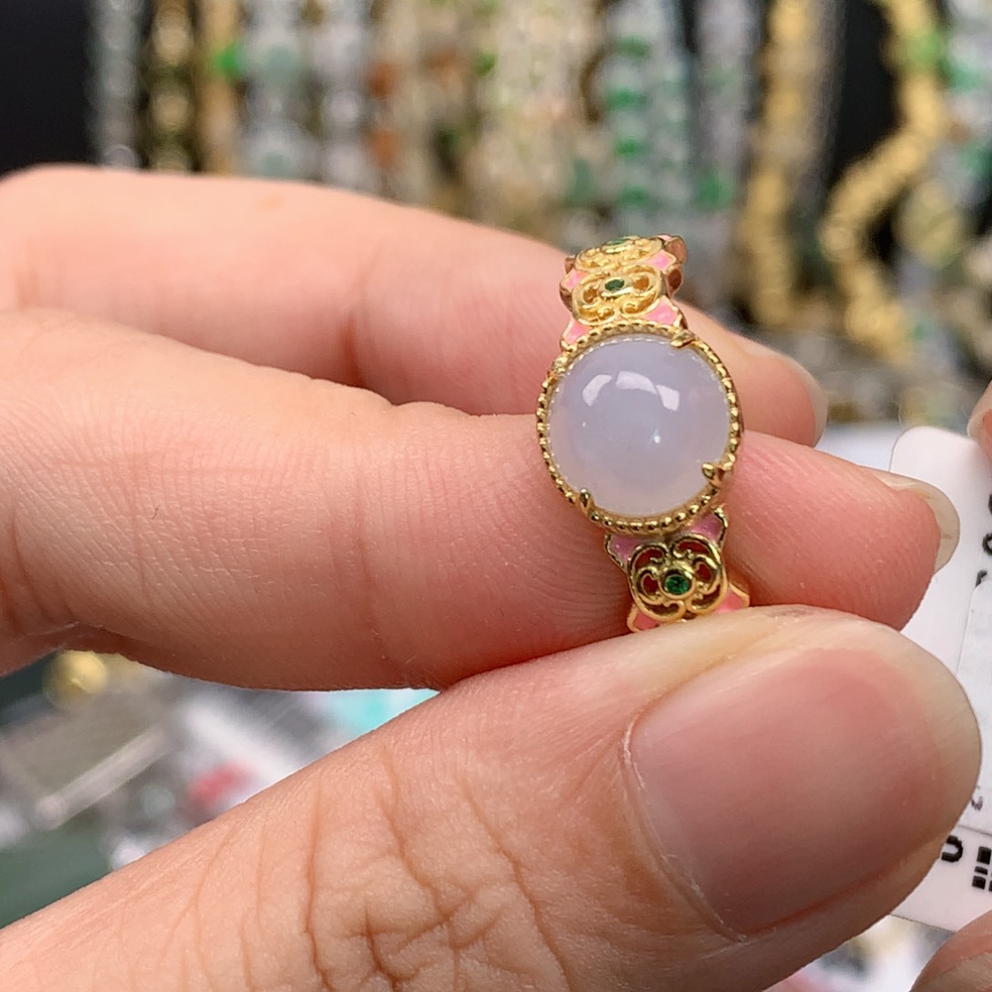 翡翠戒指银S925镶嵌天然翡翠戒指