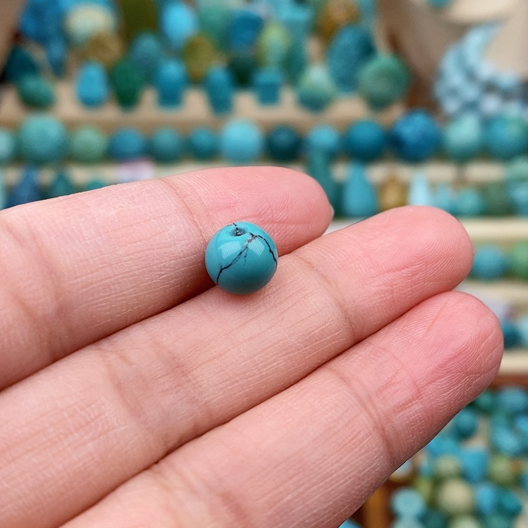 绿松石珠宝奇石未镶嵌7.7×7