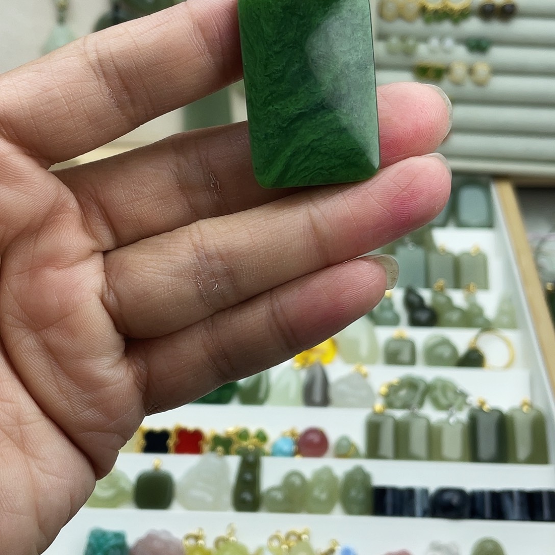 和田玉银S925镶嵌吊坠(不含链)