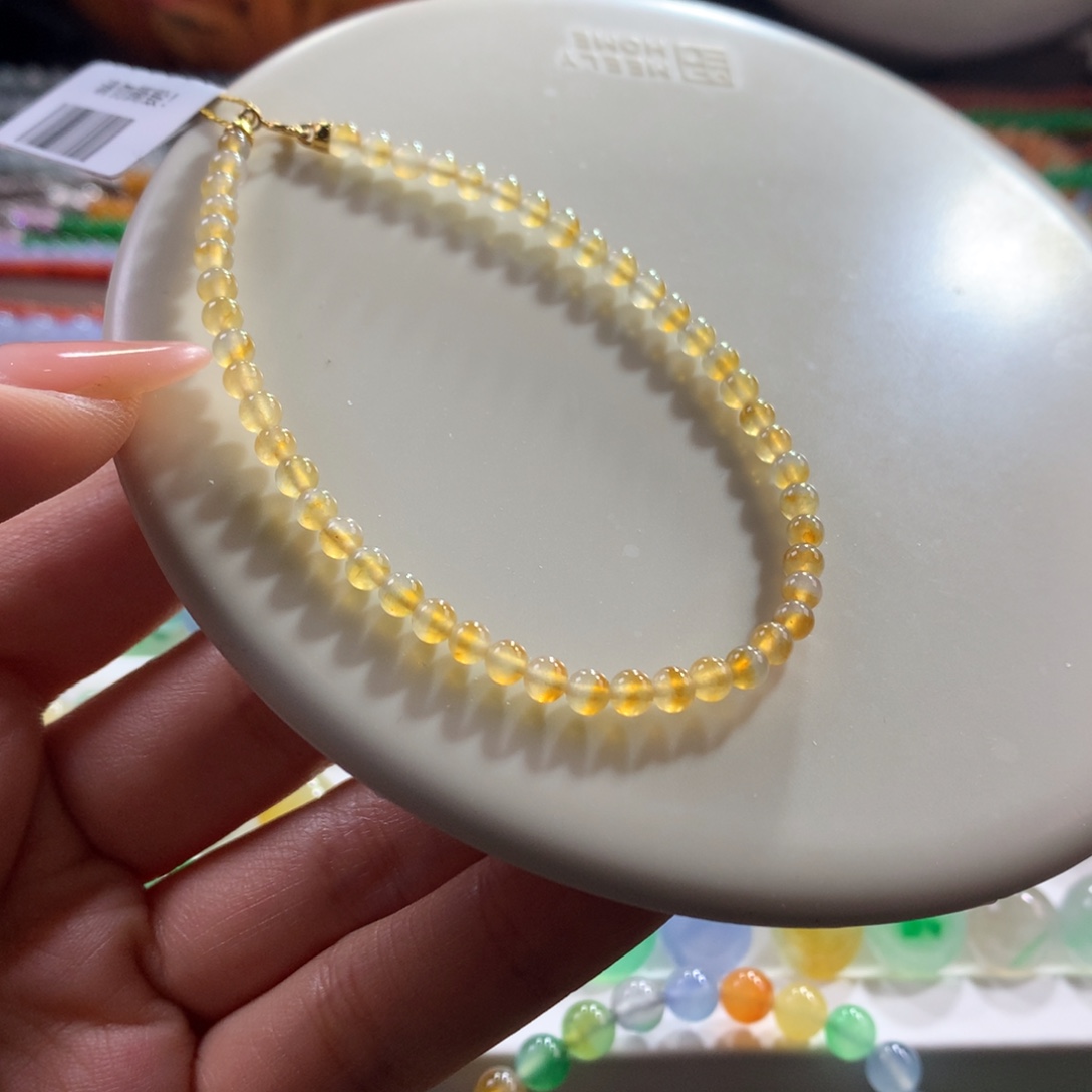 翡翠未镶嵌手链！高货同料！纯净冰黄聚宝盆色卡3.5