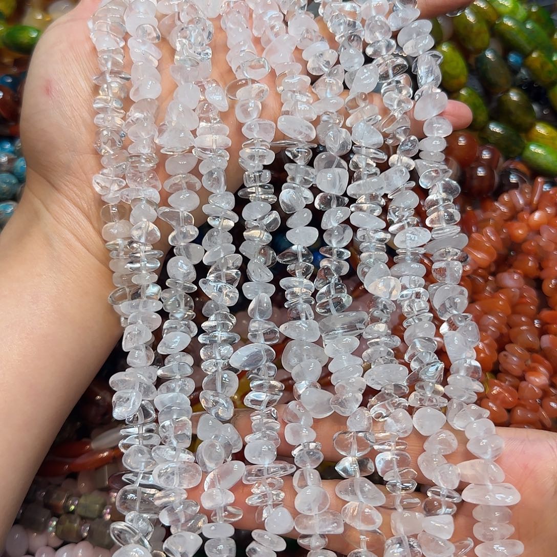 玛瑙/玉髓未镶嵌珠宝半成品天然白水晶大颗粒绕手4圈