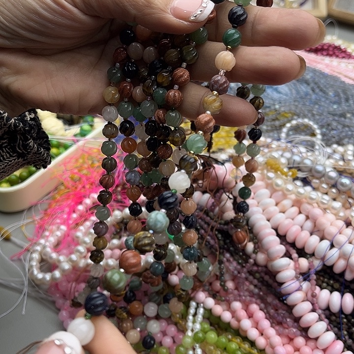 玛瑙/玉髓珠宝半成品未镶嵌一条8mm多宝南瓜珠