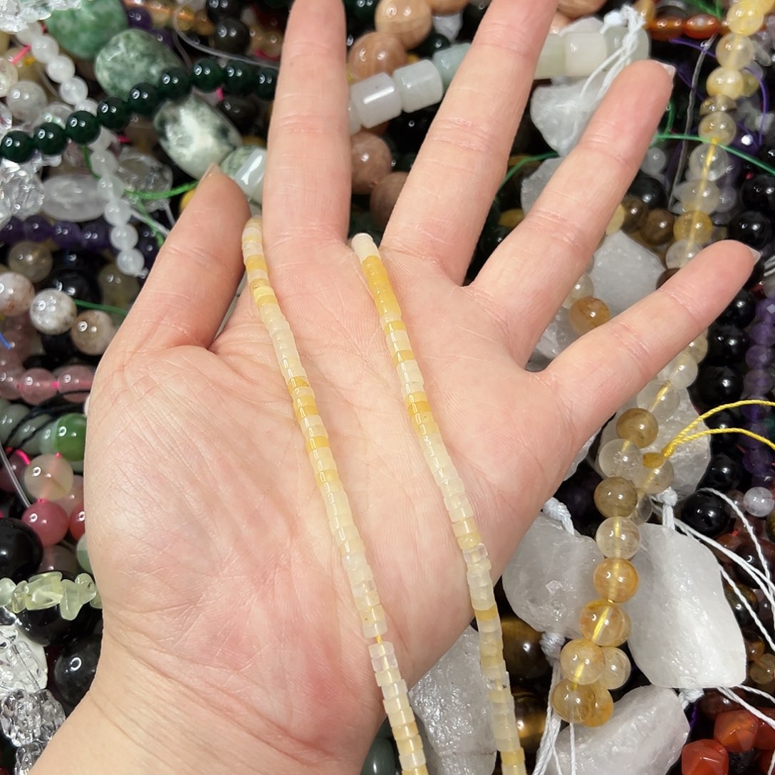 玛瑙/玉髓合金珠宝半成品，卡4黄玉直切一条