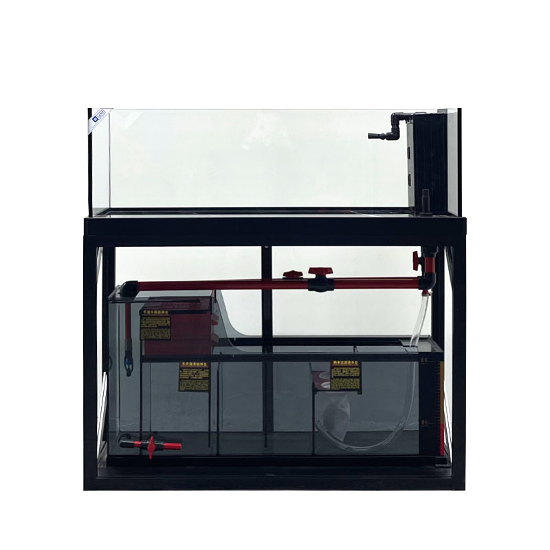 YEE工业风框架款溪流缸水切黑玻底滤雨淋式反冲洗家居鱼缸   