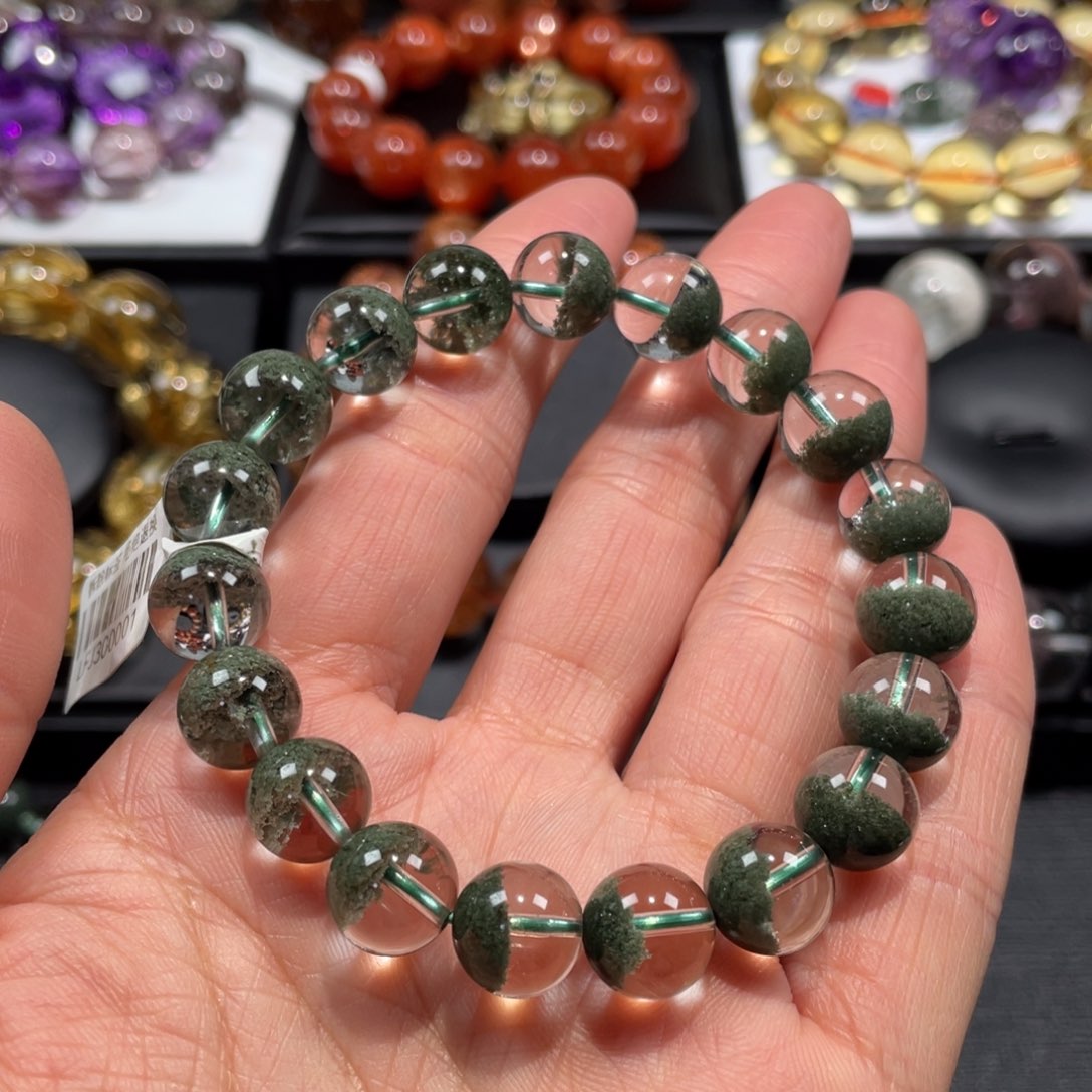 水晶手链未镶嵌绿幽灵聚宝盆10mm左右