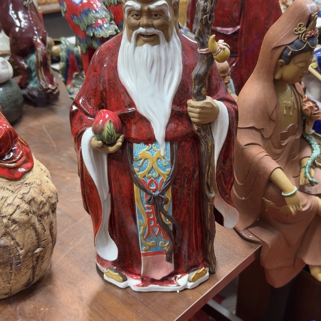 兵***兵石湾窑陶瓷摆件寿星公