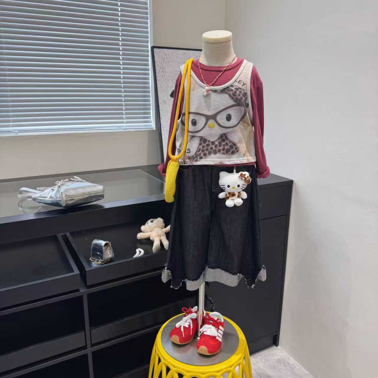 现货~女童秋季背心两件新款牛仔裤套装Q5-75/Q5-76