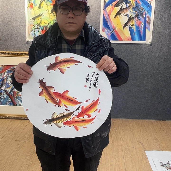 国画知鱼之乐纯手绘