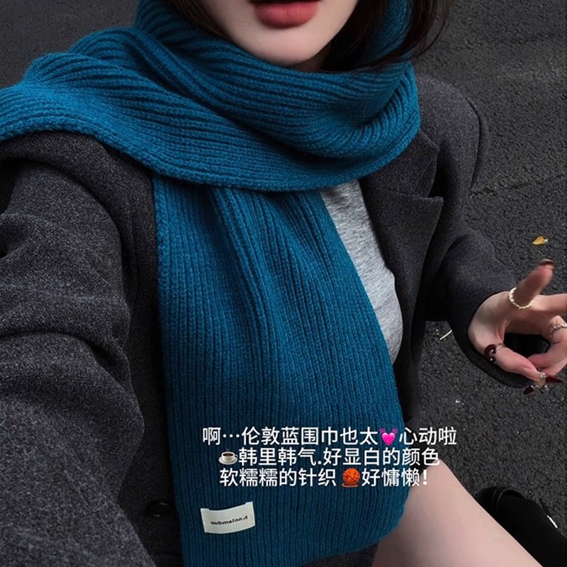 韩系纯色针织围巾女2025秋冬新款保暖高颜值显白百搭简约毛线围脖