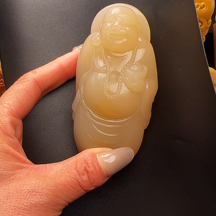 石英质玉黄蜡石手把件未镶嵌阳*