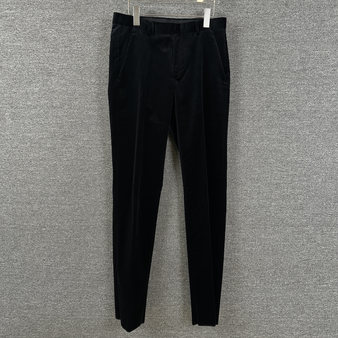 未使用 DIOR/迪奥 男士黑色丝绒长裤128932