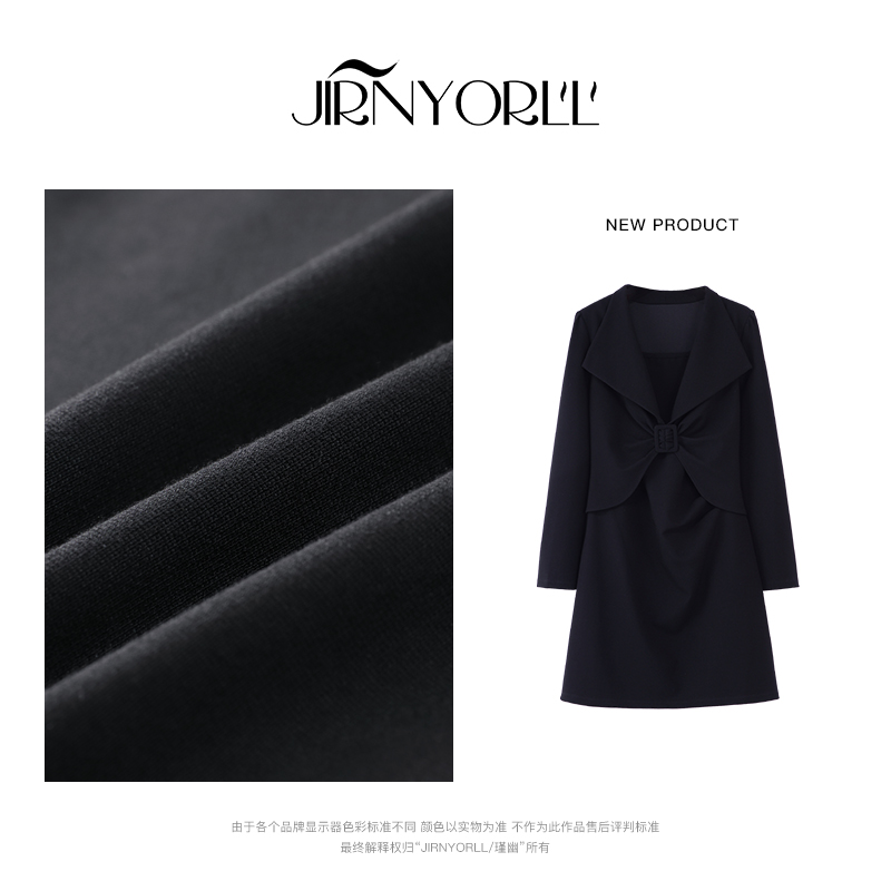 花菜微胖定制~【黑珍珠】秋冬新款时尚气质显瘦赫本风法式小黑裙