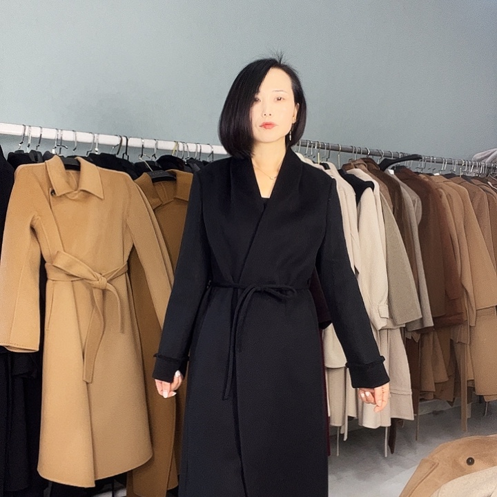 双面呢大衣走秀款正肩