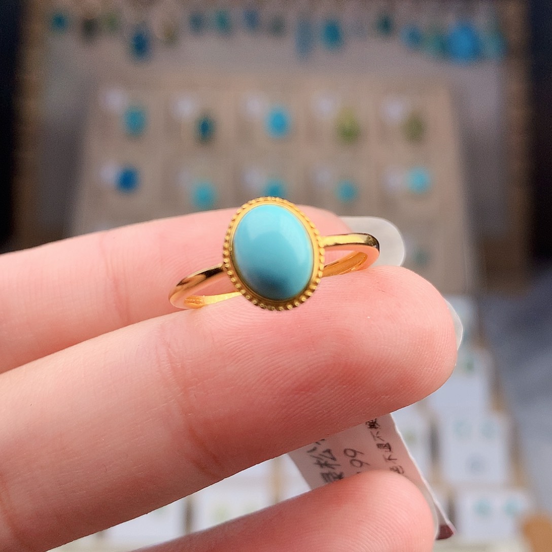 绿松石银S925镶嵌戒指