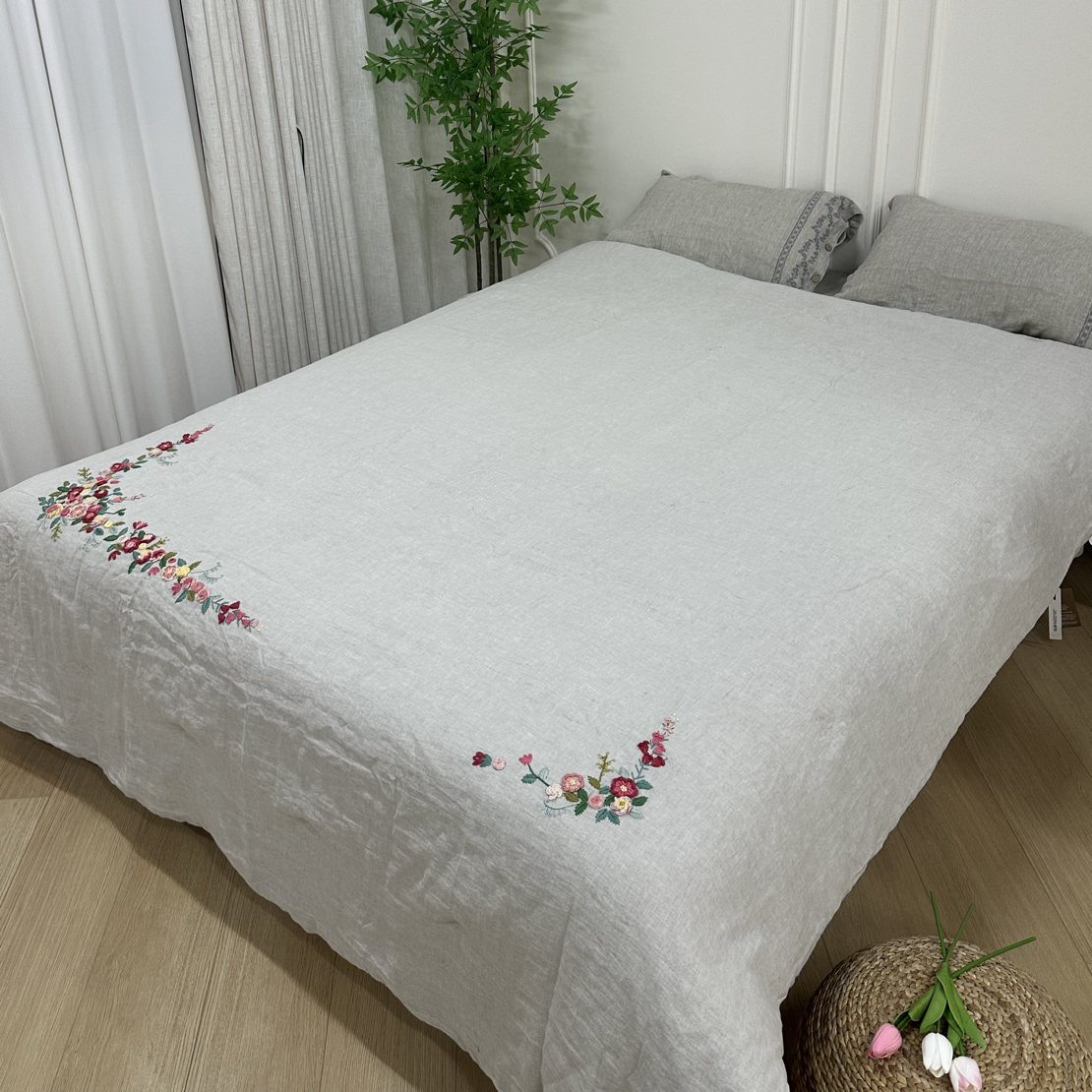 ｛蛋蛋｝花间序 汉麻双雨露手绣双人被四季被 