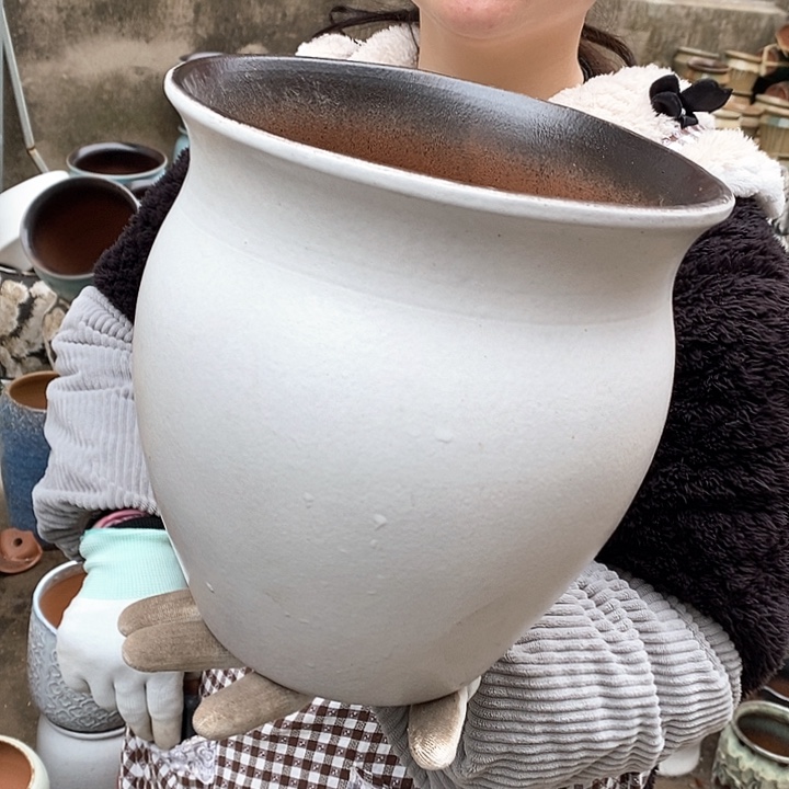 紫砂花盆瑕疵口21高23