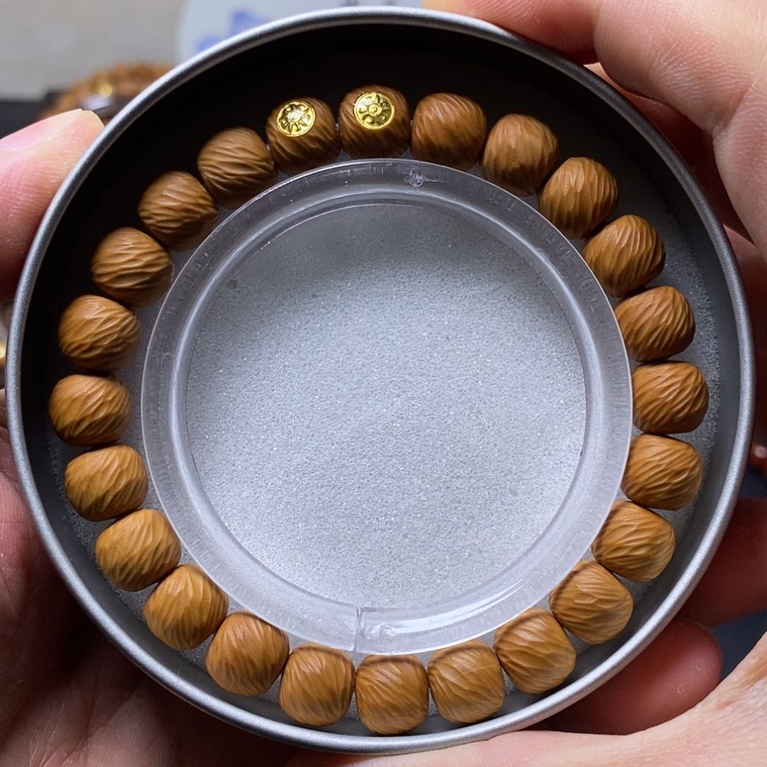 猴头核桃手串双18k金标毕业云锦尺寸10左右全品10号