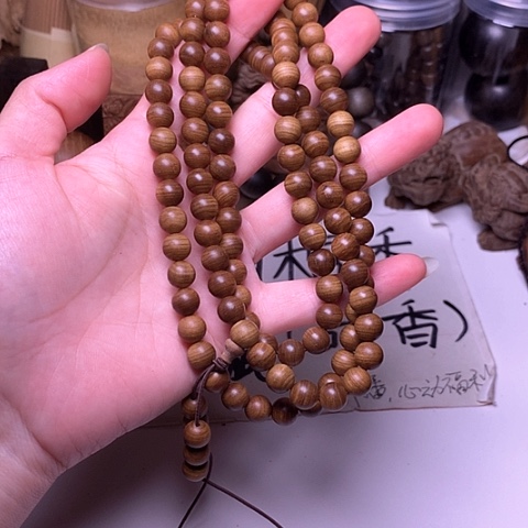檀香木手串/手链檀香黑肉0.8/108横纹虎皮沉