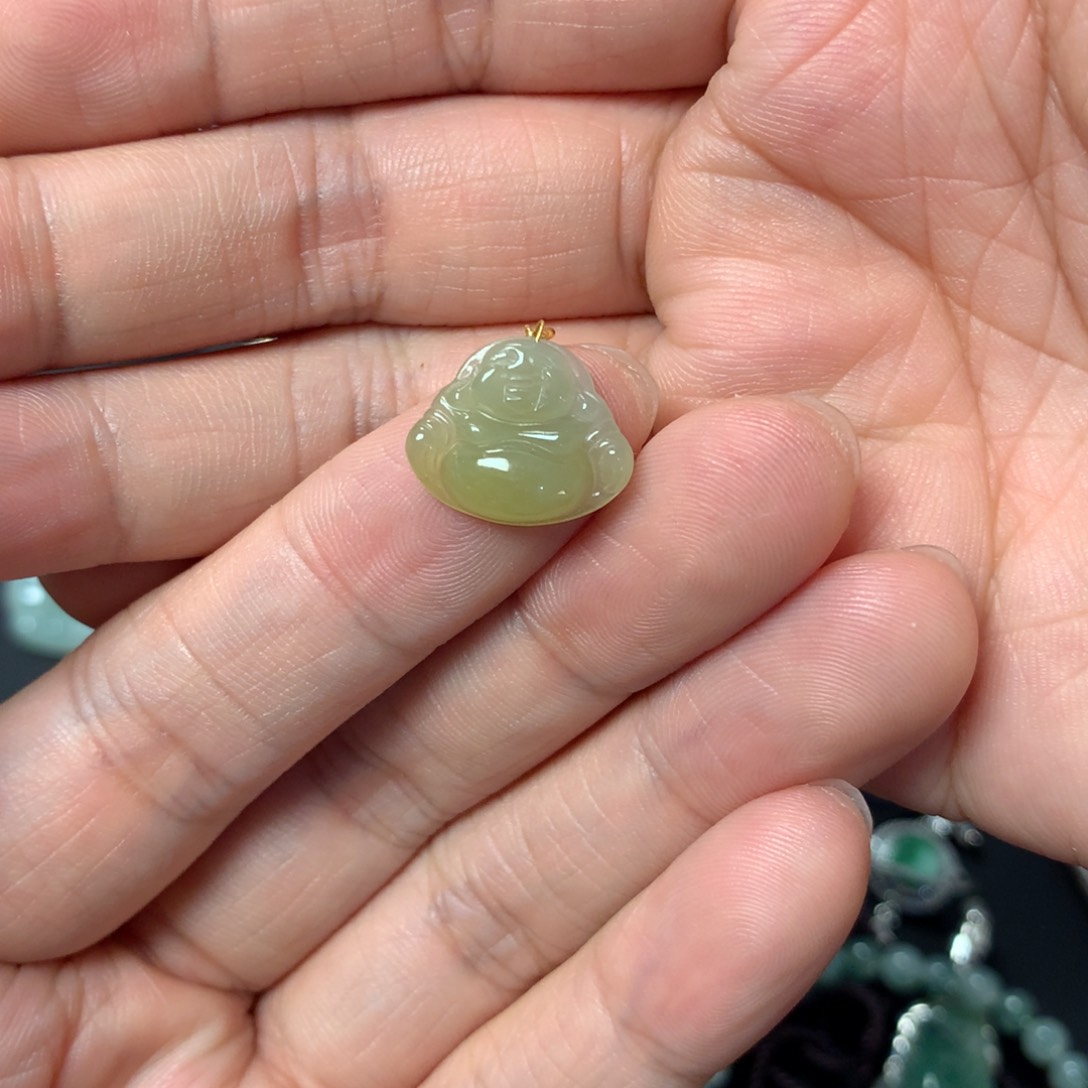 翡翠吊坠(不含链)18K金镶嵌