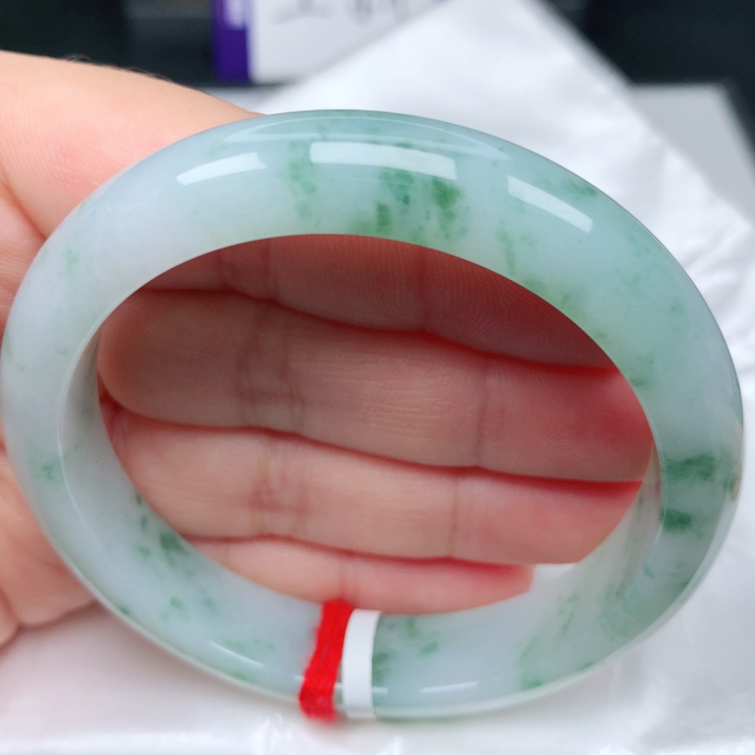 未镶嵌手镯翡翠35小绿花