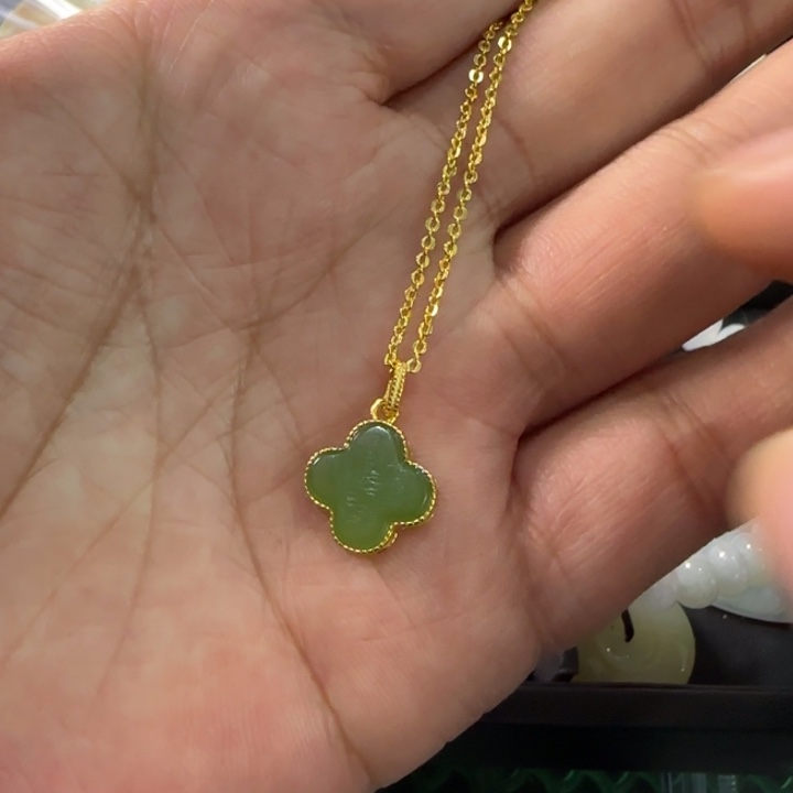 和田玉（碧玉）银S925镶嵌颈饰