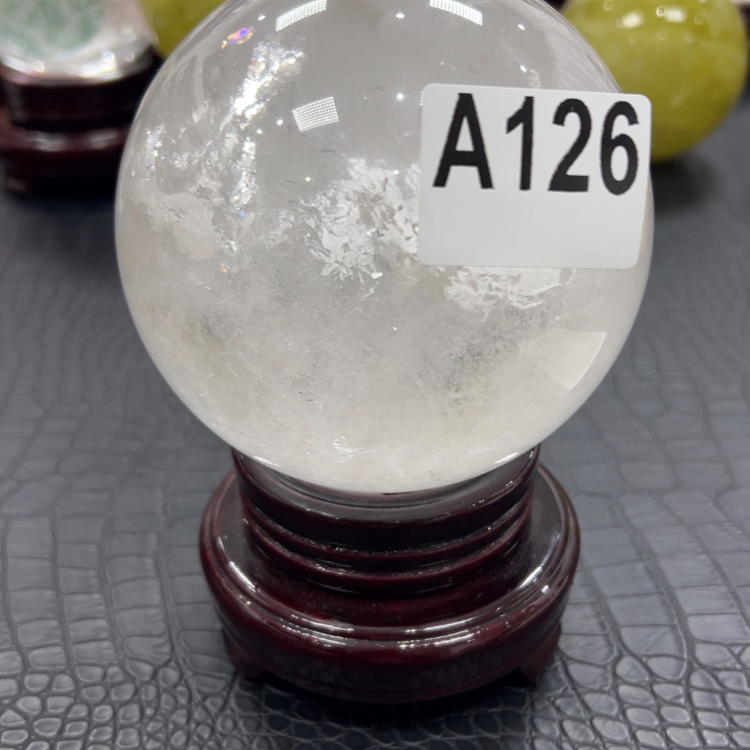 深***港石材天然白水晶球11.5