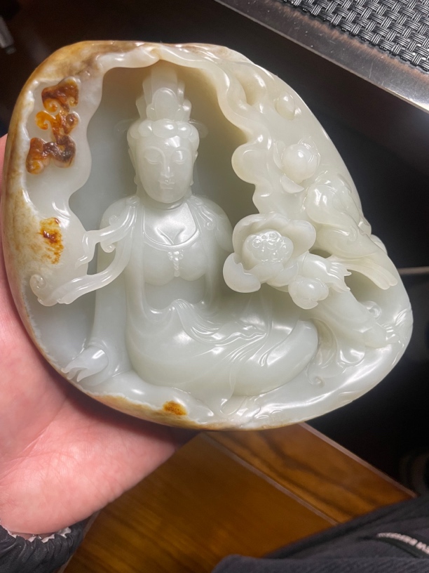 和田玉观音摆件！