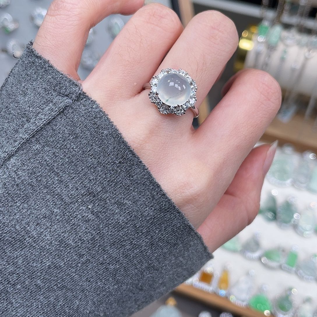 一***i翡翠银S925镶嵌戒指