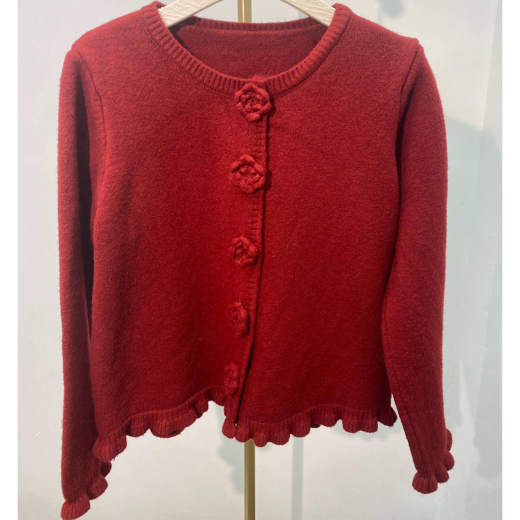 04红色毛衣女秋冬红色新学院风本命年圆领毛针织衫休闲宽松百搭