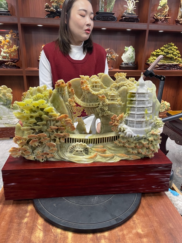 摆件新中式玄关山水摆件办公室摆件