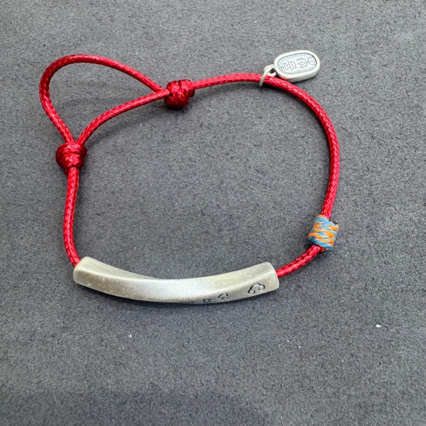 足银布艺手链 3241-足银红绳六字弯管手链一条40mm
