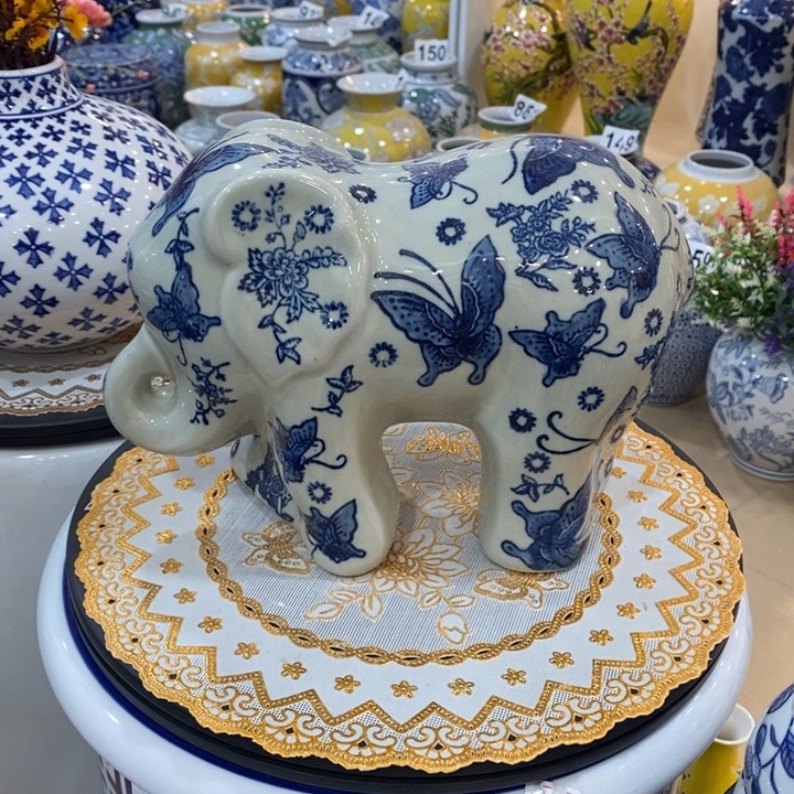 【闪购商品】摆件九***七陶瓷大象摆件，一对