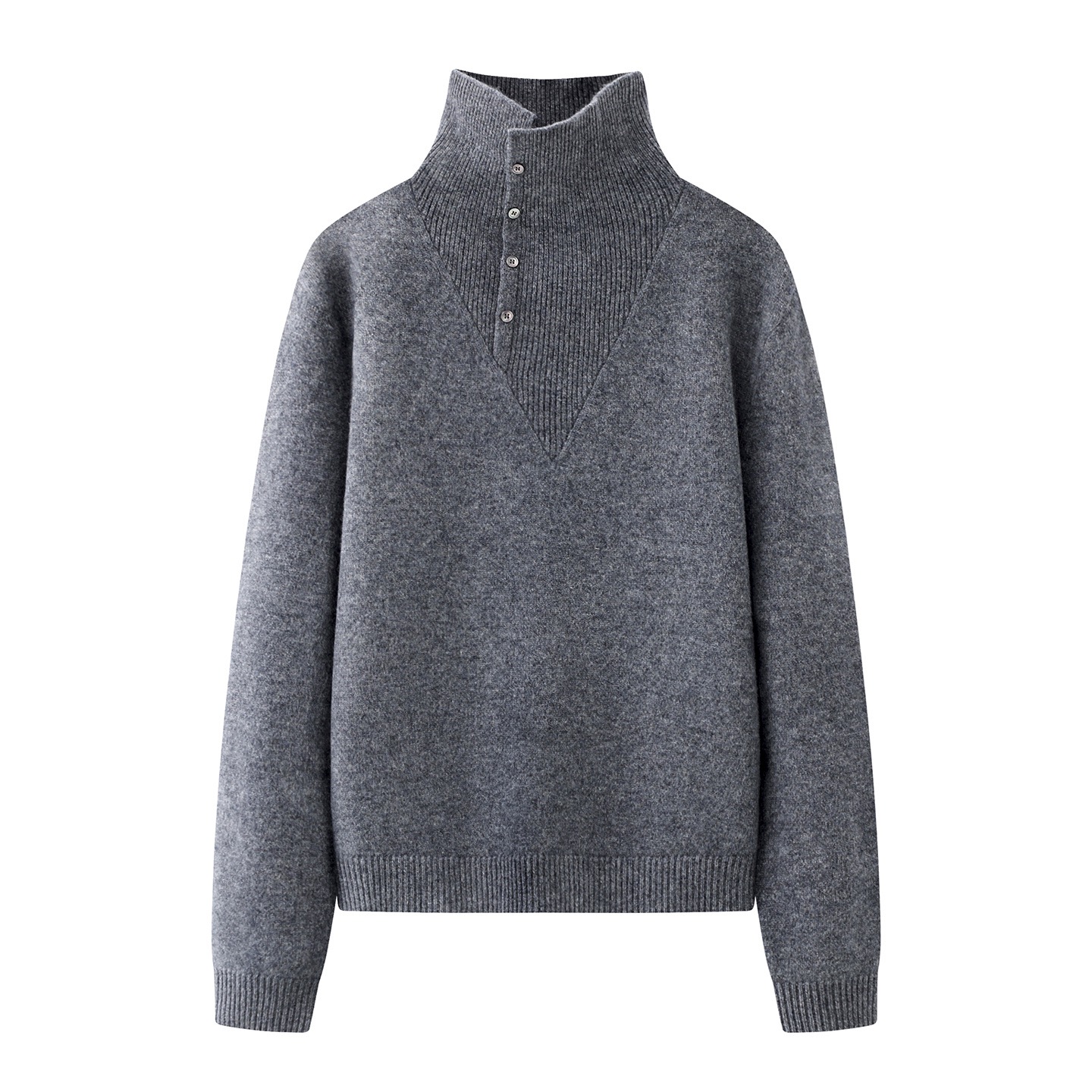 2025冬季款高领针织衫宽松斜领口套头毛衣女装上衣7162