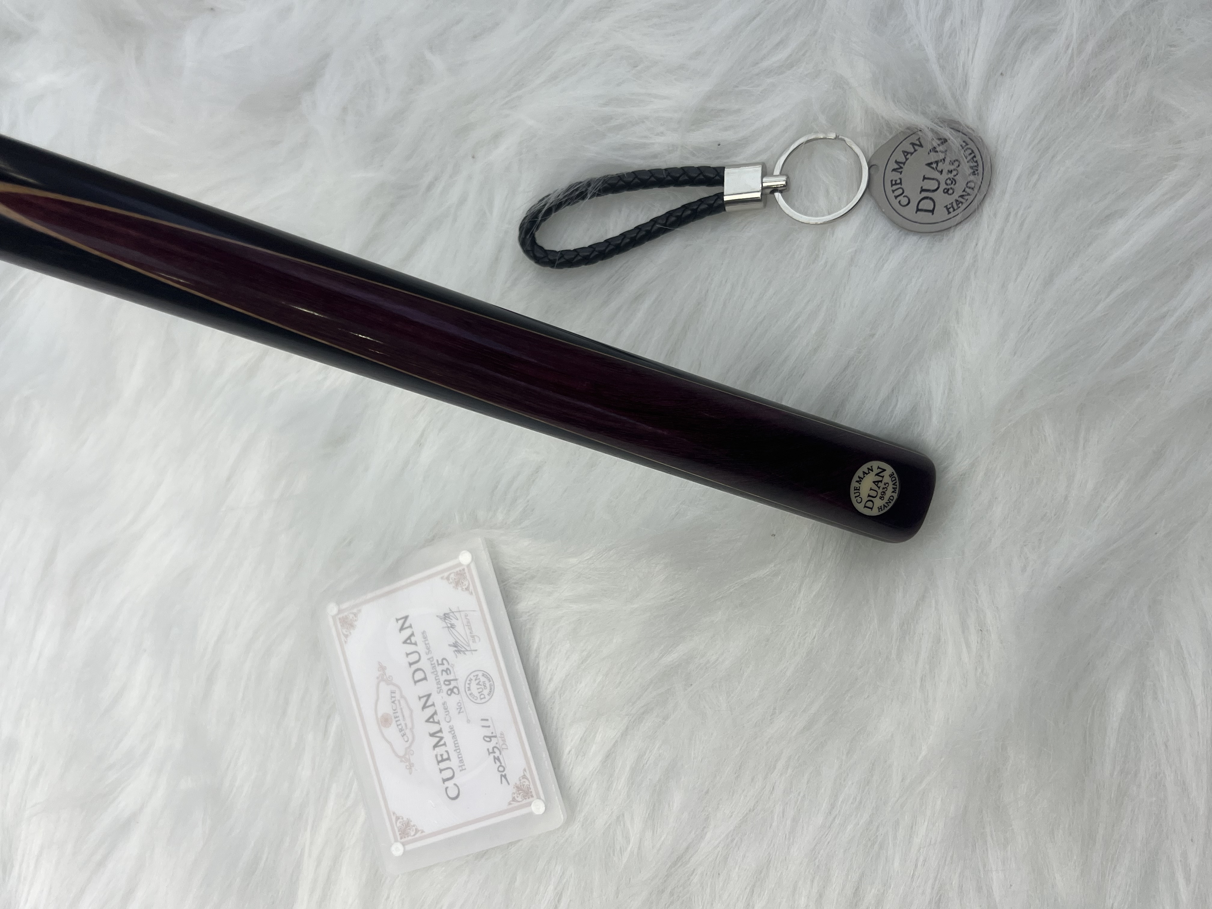 段氏黑牌波纹紫心木单插手工中式台球杆