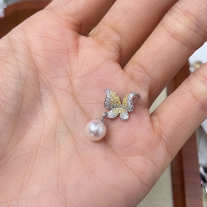 海水珍珠银S925镶嵌吊坠(不含链)