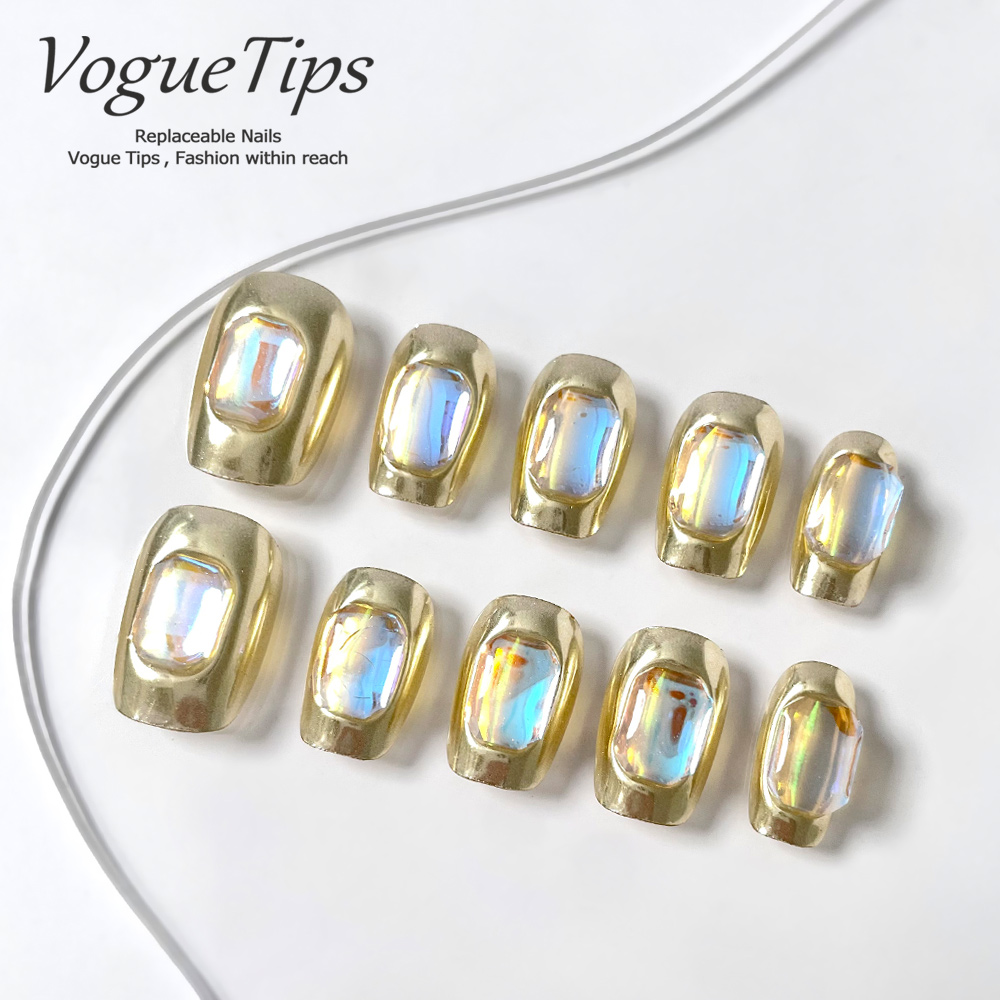VogueTips 炫金小魔女穿戴甲ins风素雅纯手工指甲贴片短芭蕾ZB607