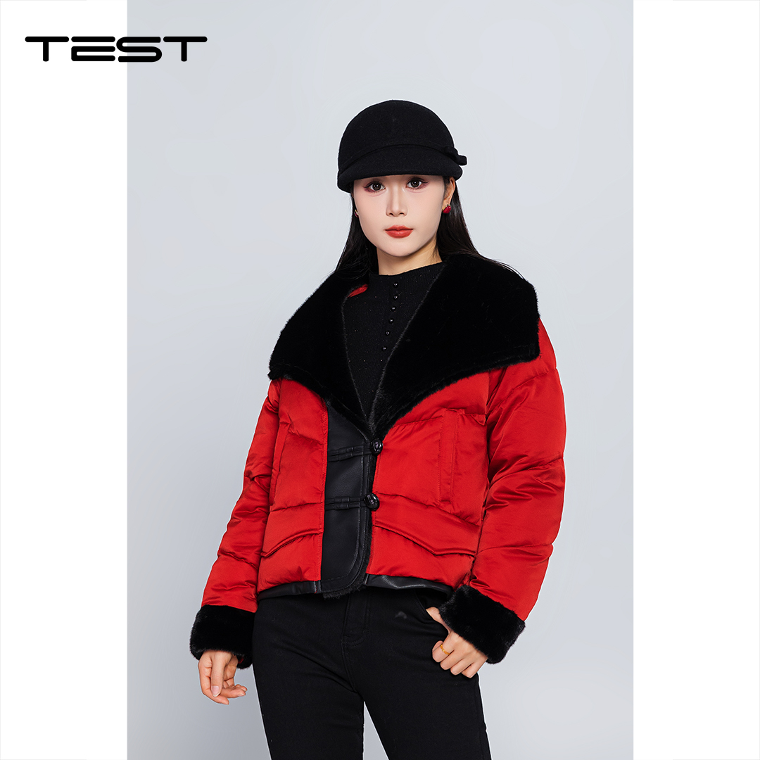 湖南她之蝶25冬2254204短款保暖百搭宽松加厚翻领