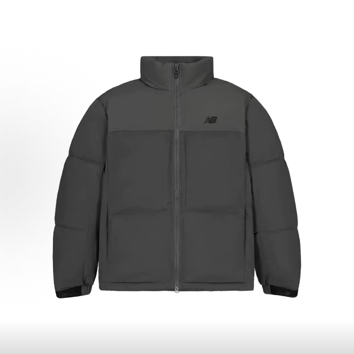 NEW BALANCE立领隐藏式帽子休闲舒适百搭短款羽绒服男女同款黑灰