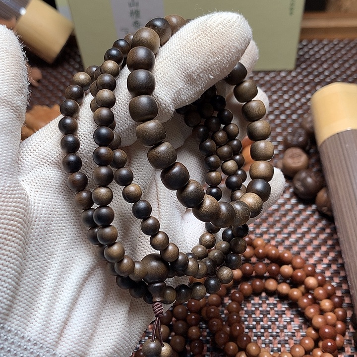 虎***事檀香木手串/手链0.6*108阴沉+8*9阴沉福利款