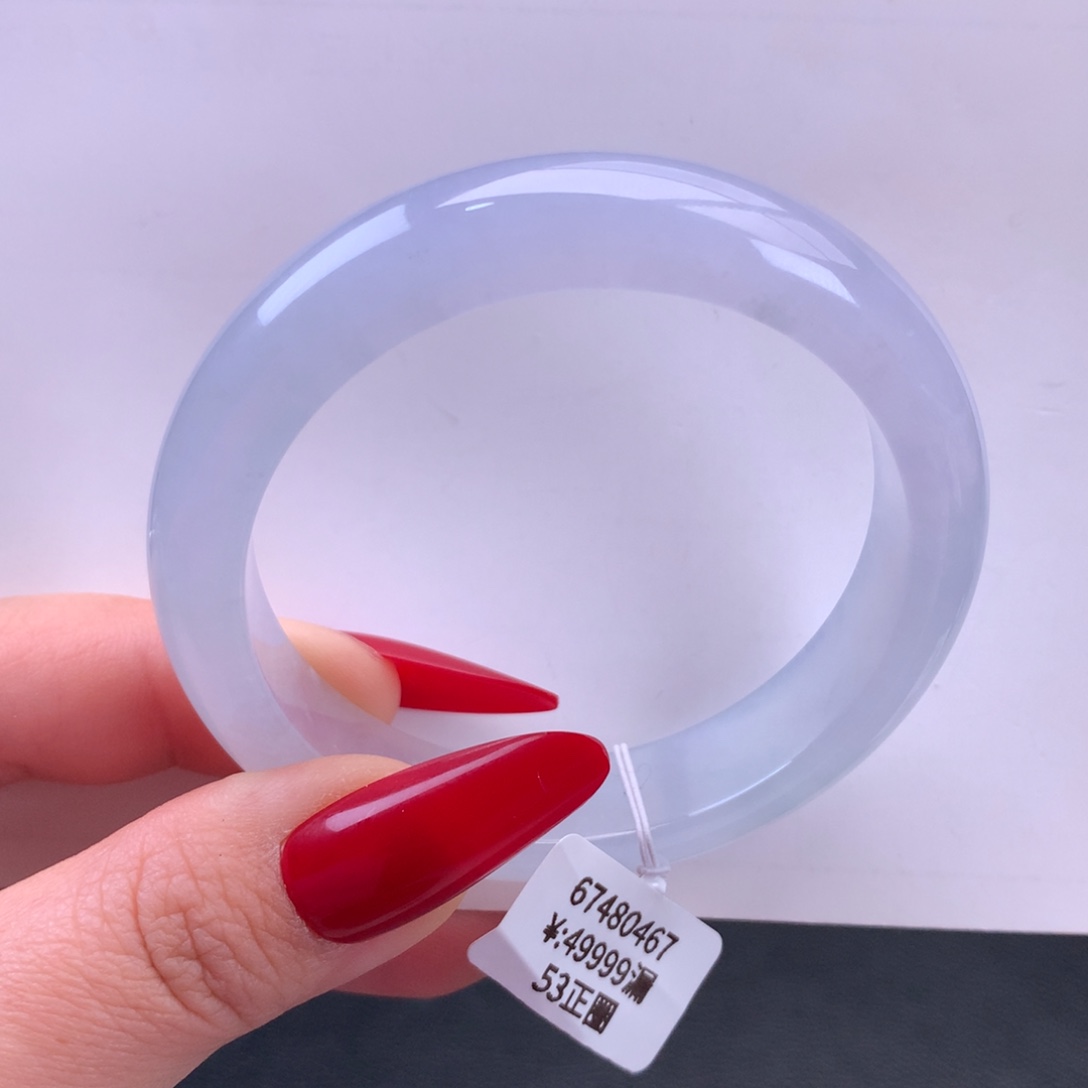 翡翠手镯未镶嵌糯冰粉紫正圈手镯