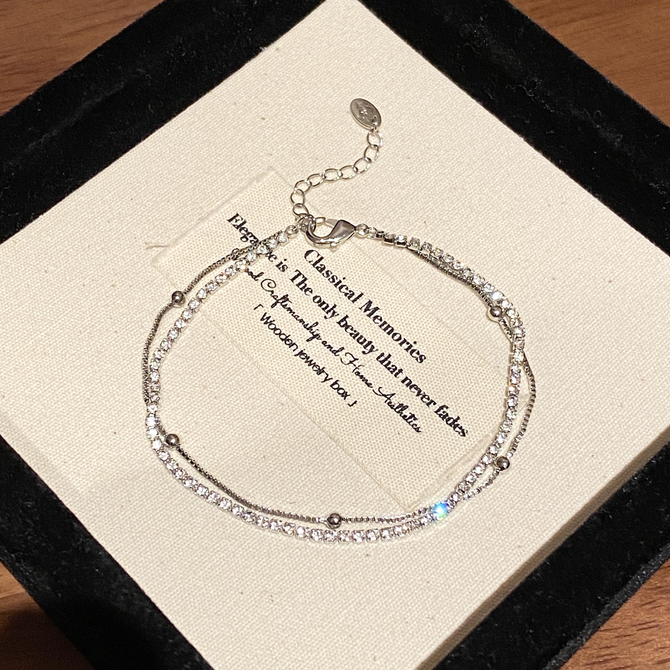 铜合金合成锆石手链 【盒子满钻】小众轻奢ins时尚精致手链A1650