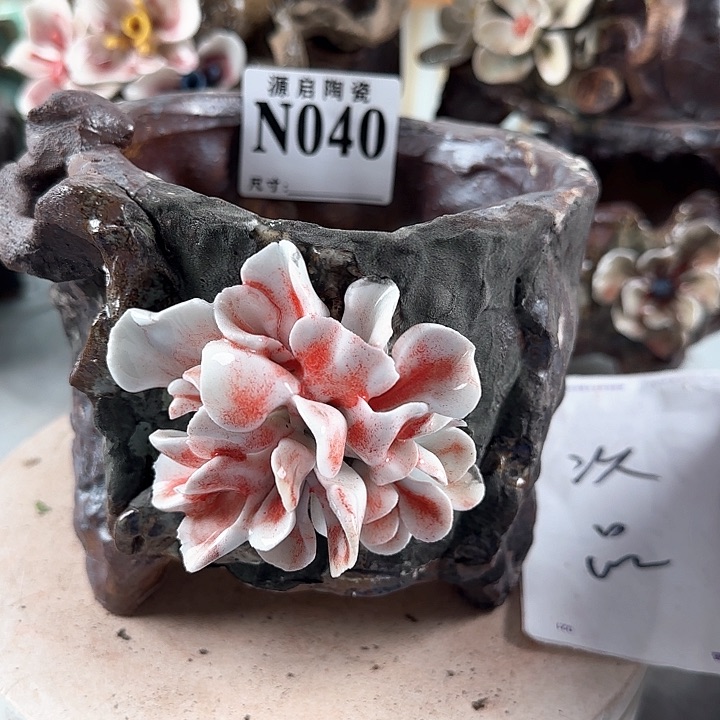 紫砂花盆景德镇陶瓷多肉040