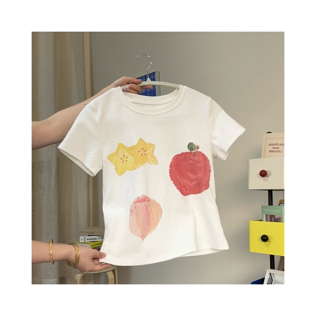 彩色水果系印花Q版小短袖超出小个子