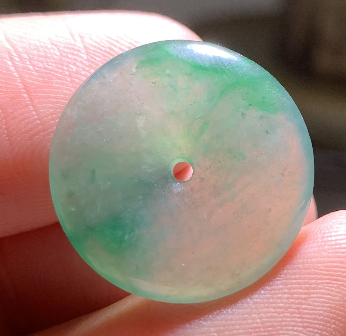 【冰飘绿•平安扣】缅甸天然A货翡翠正冰飘绿特色平安扣百搭20.5/4.3