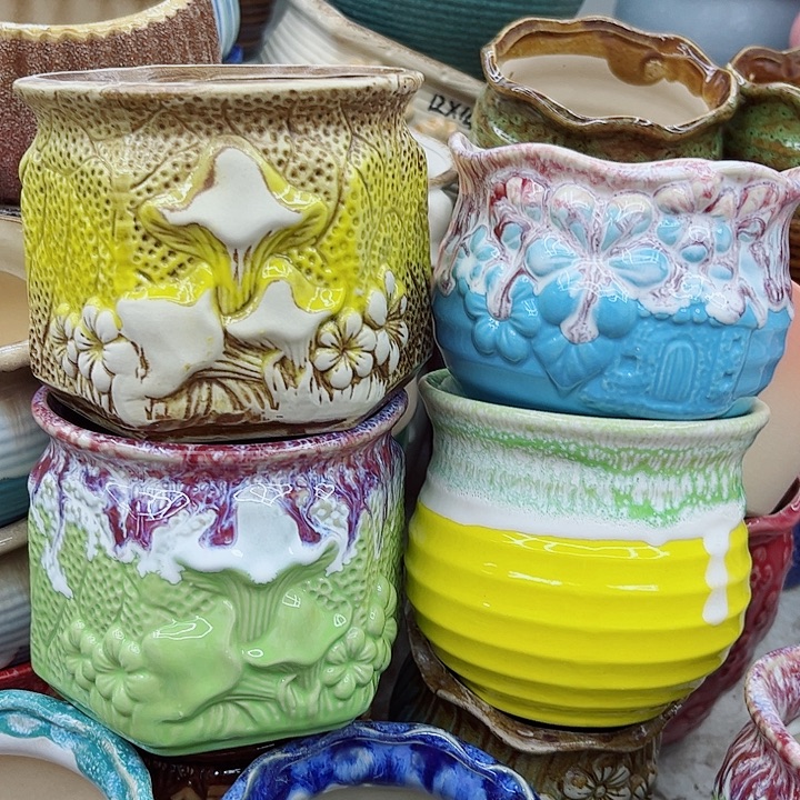 多肉绿植陶瓷花盆9.9包邮，有孔