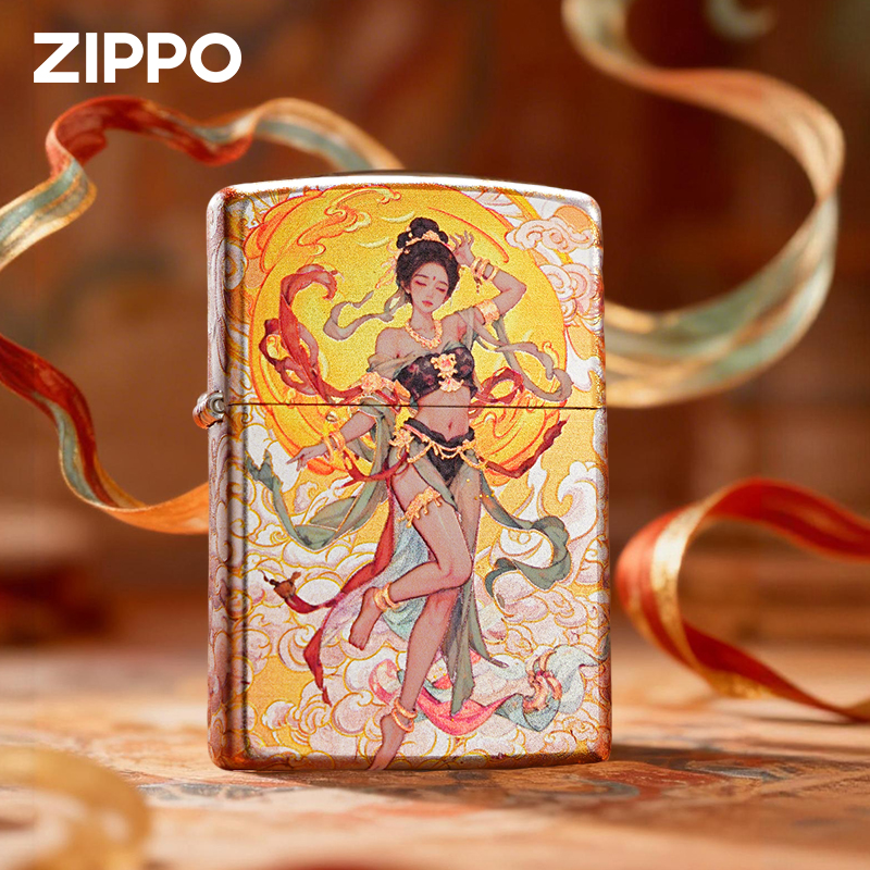Zippo打火机敦煌神女镀银五面国潮风官方正品原装送老公男士礼品D