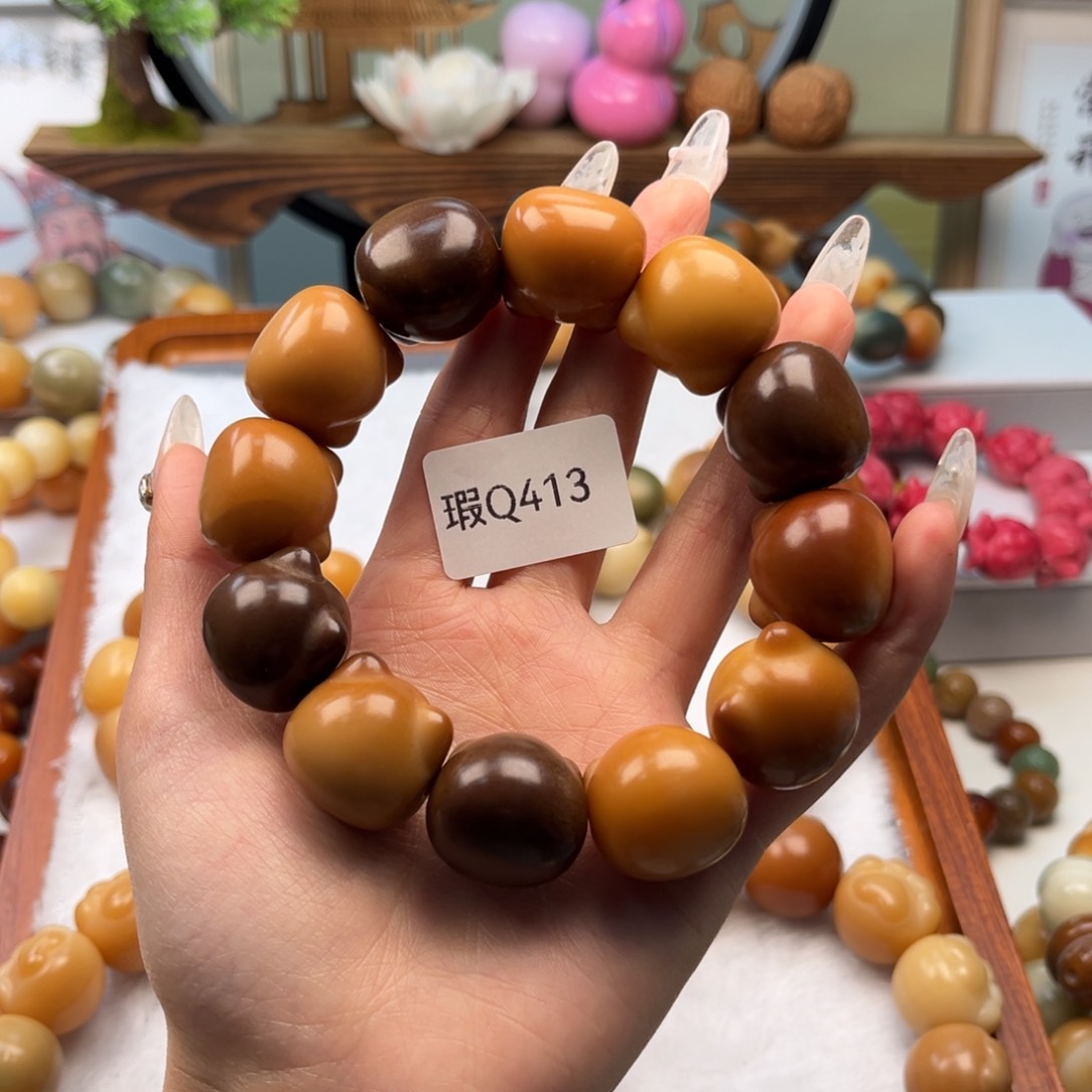 菩提根/象牙果手串20mm瑕猫头一串q413